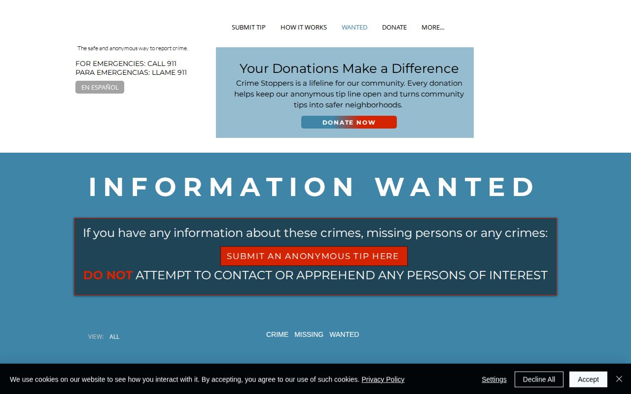 LA Crime Stoppers wanted and tip resource page