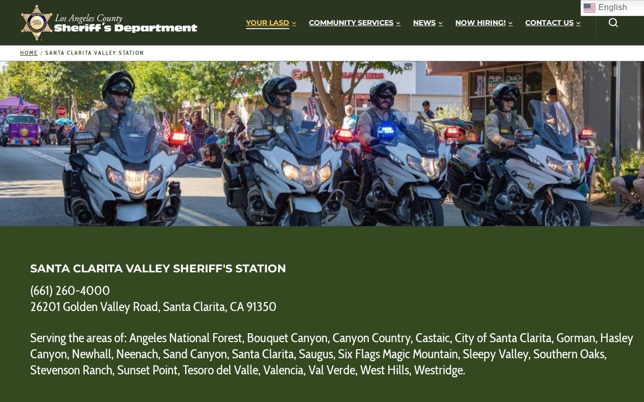 LASD Santa Clarita Valley Station official recent arrest source